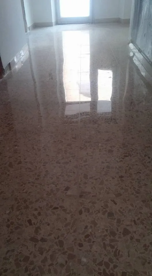 Terrazzo floor after restoration and polishing